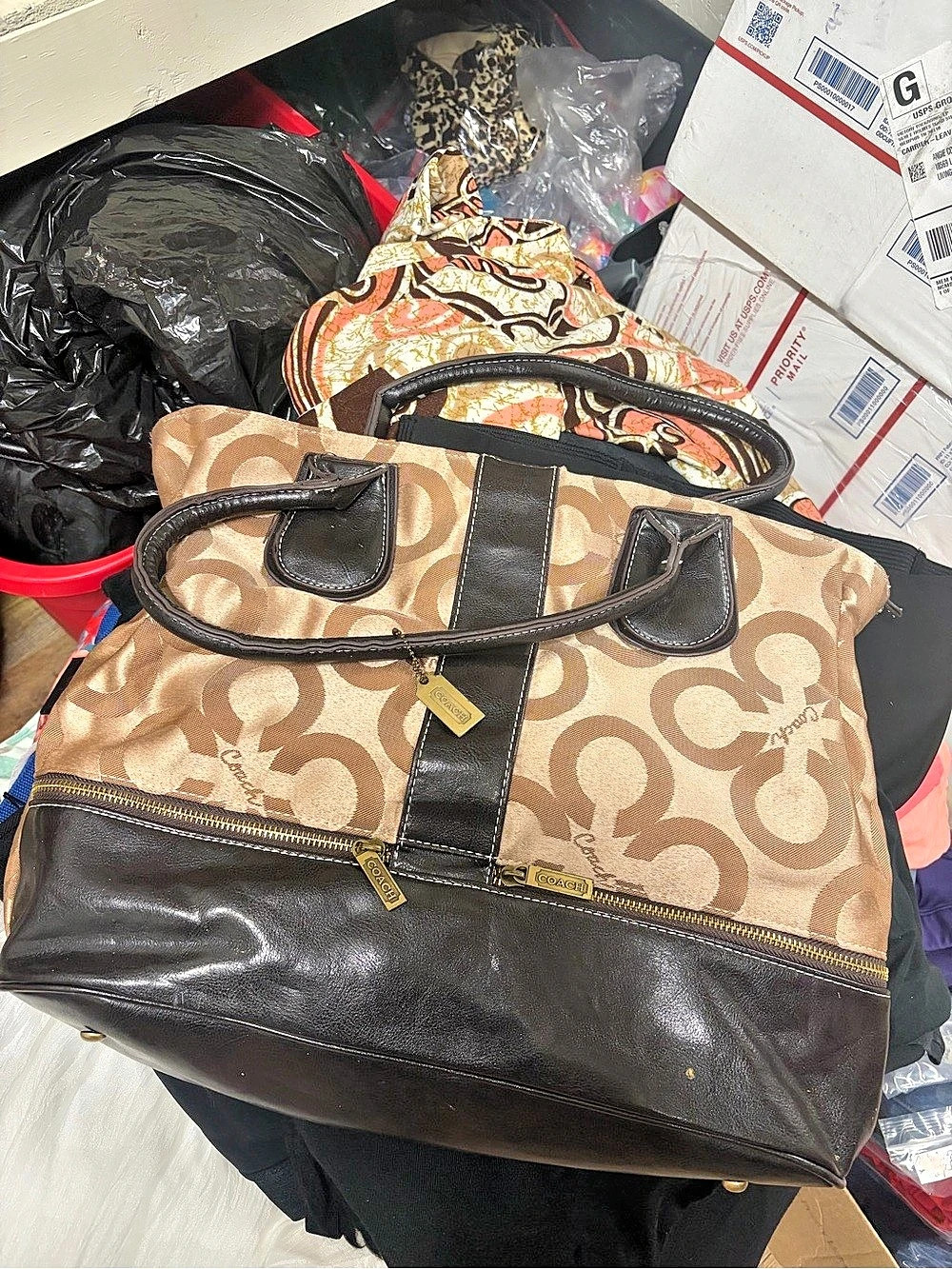 Coach Glam Tote Brown & Black